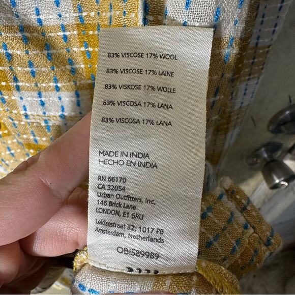 Anthropologie Pilcro Yellow Oversized Plaid Button Down Top Size XS - Picture 9 of 11